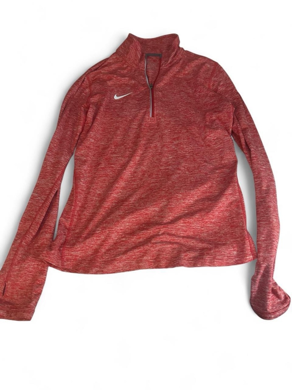 Nike Women’s Red Heather Quarter-Zip Long Sleeve Top
